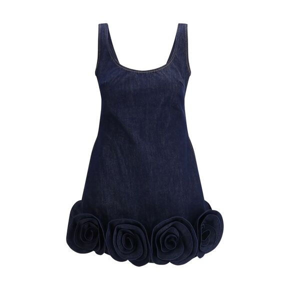 SELF-PORTRAIT Dresses & Skirts - Self-Portrait Women Denim 3D Flower Mini Dress